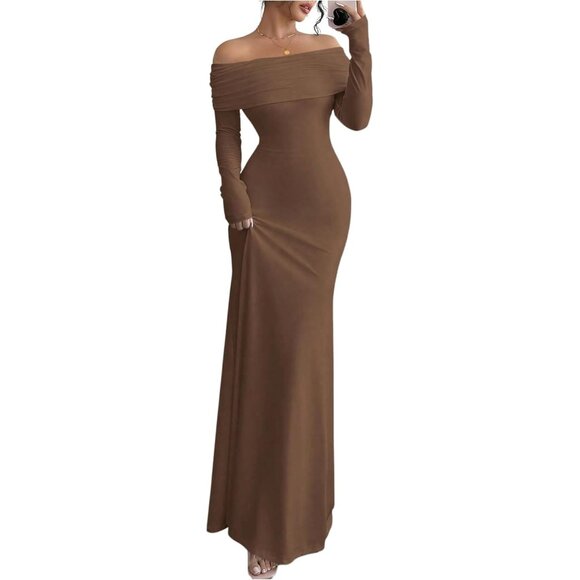 bodycon off shoulder long sleeve dress Bodycon Off-Shoulder Long Sleeve Mini Homecoming Dress with Tulle